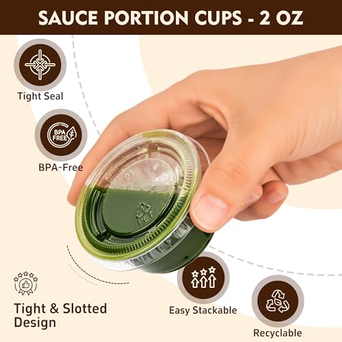 Image of YEEHAW 100 Sets - 2 oz Jello Shot Cups with Lids, Portion Cups, Clear Disposable Plastic Jello Shot Cups for Meal Prep, Salad Dressing, Souffle, Portion Containers (Pack of 2)
