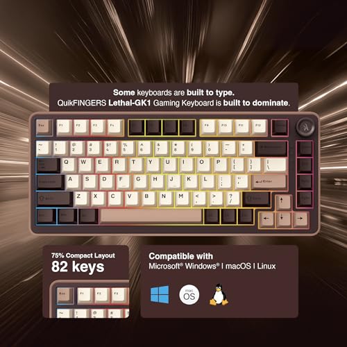 Image of FINGERS Lethal-GK1 Mechanical RGB Gaming Keyboard with Multi-Function Knob | Connect up to 5 devices using Bluetooth, 2.4GHz wireless or Type-C wired modes and switch between work and gaming with ease