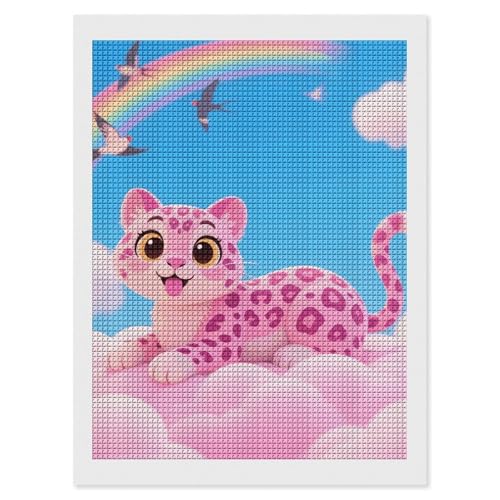 Kit diamond painting 5D léopard rose maccbn idée cadeau débutant