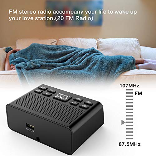 Alarm Clock, FM Digital Alarm Clock Radio for Bedrooms with USD Charger Red Display