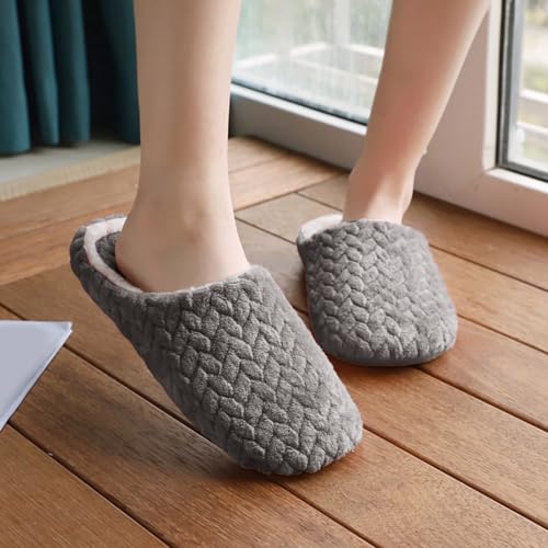 Slippers for Women Indoor,Womens Indoor Memory Foam Slippers Slip On Fall Winter Plush Lined Warm House Shoes Flats Breathable Lightweight Washable Non Slip Rubber Soles2