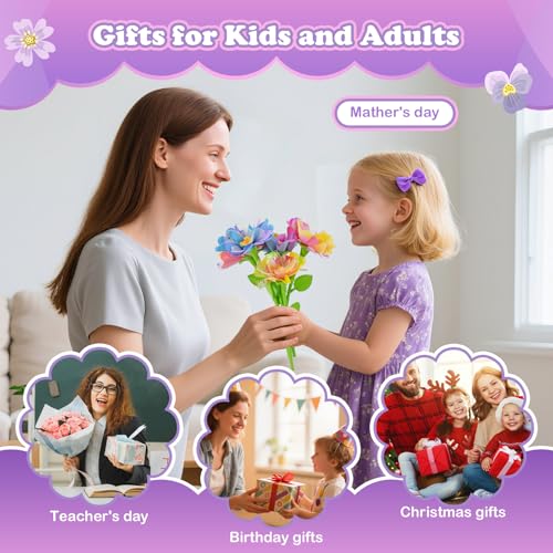 BlueSwan Craft Kits for Kids, DIY Fabric Flowers Bouquet, Girls Garden Toys, Flower Press Textile Kit, Poke-in Arts and Crafts Birthday Gifts for 4-12 Year Old Girl, STEM Toy, Mothers Day Gift for Mum - Image 6