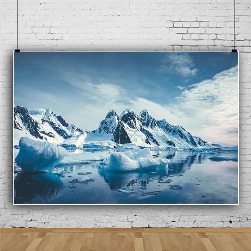 SDOTPMT 8x6ft South Polar Iceberg Polyester Backdrop Polar Sea Blue Sky Natural Melting Snow Mountain Photography Background Outdoor Adventure Travel Portraits Photo Studio Props Wallpaper - Image 3