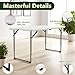 Folding Table, 4FT Foldable Picnic Table with Adjustable Height, Heavy Duty Fold-in-Half Portable Table for Weddings, Camping, RV Travel, Parties, BBQs, and Indoor Use, Easy to Fold and Store