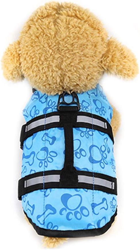 Dog Life Jacket, Pet Flotation Vest Reflective & Adjustable Swimsuit Preserver for Swimming Surfing Boating Dog Jacket (S, Blue)
