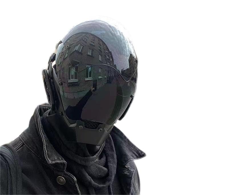 QJYZHANCyberpunk Mask, Futuristic Techwear Helmet Cool Cyber Mask, Cool Mask Cosplay Accessories Halloween Full Face Mask