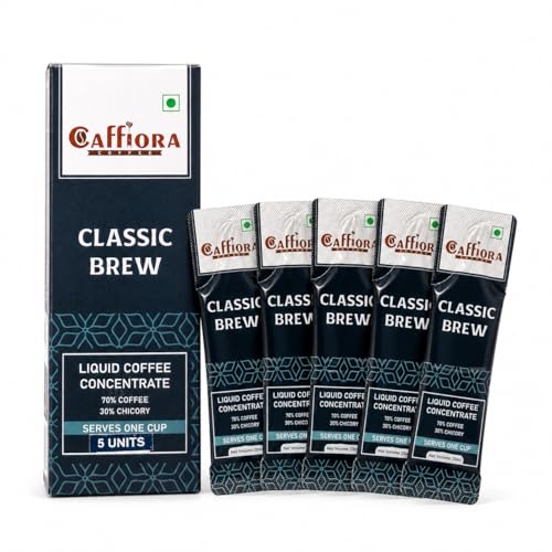 Caffiora Instant Black Coffee Sachets | Liquid Coffee Concentrate | 5 x 20ml | 100% Pure Extract | Sugar Free | Hot & Cold | Travel Friendly
