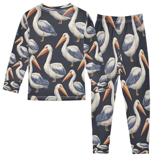 Pajama Sets Long Sleeve Cute Pelican Pattern Print Soft Comfy Sleepwear 2 Piece PJS 3-8T3