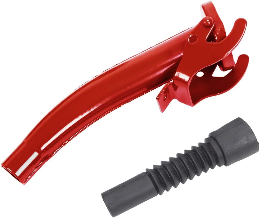 Bidón de combustible de 5/10/20 litros - Depósito de combustible metálico portátil con asa de 3 capas | Apto para coches, camiones y motocicletas, con boquilla extendida - Rojo(5L)