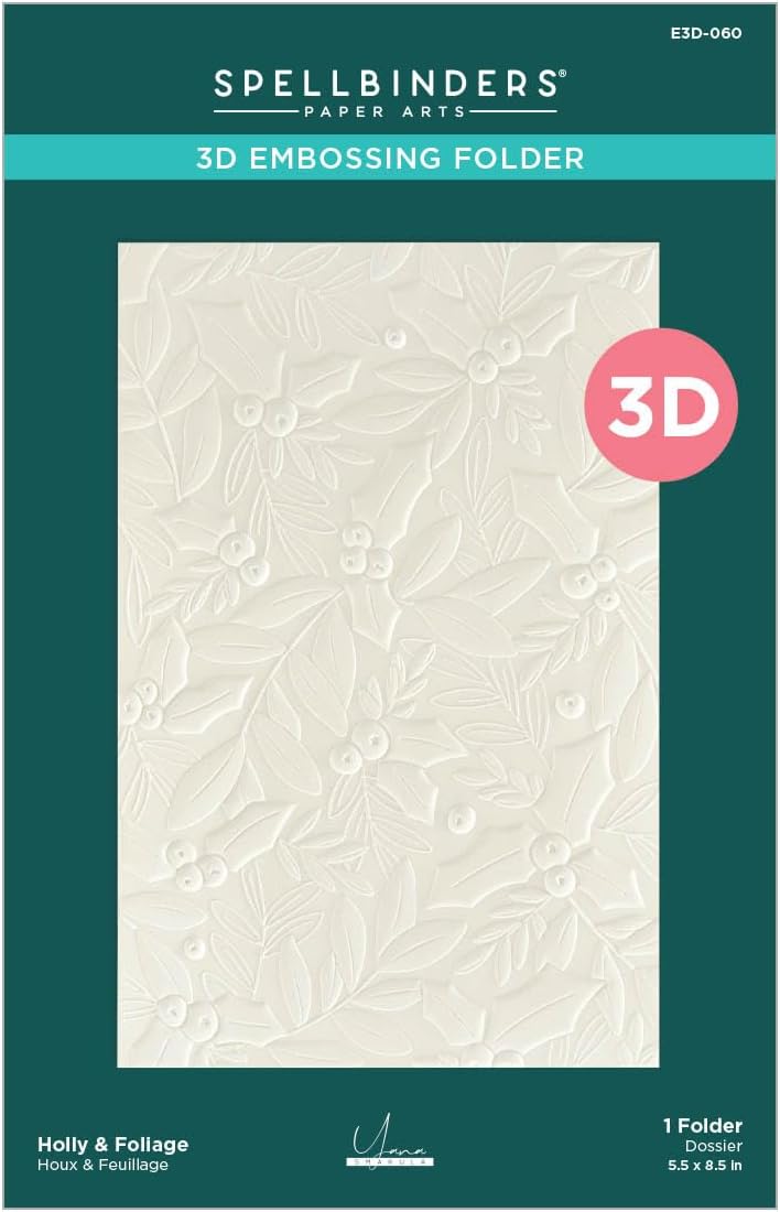 Spellbinders Holly & Foliage Embossing Folder, Clear