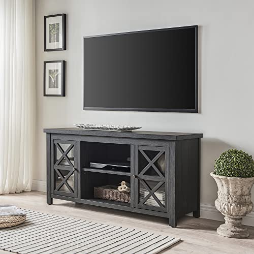 Image of Henn&Hart Rectangular TV Stand for TV's up to 55 inch in Charcoal Gray, TV Stands for the Living Room