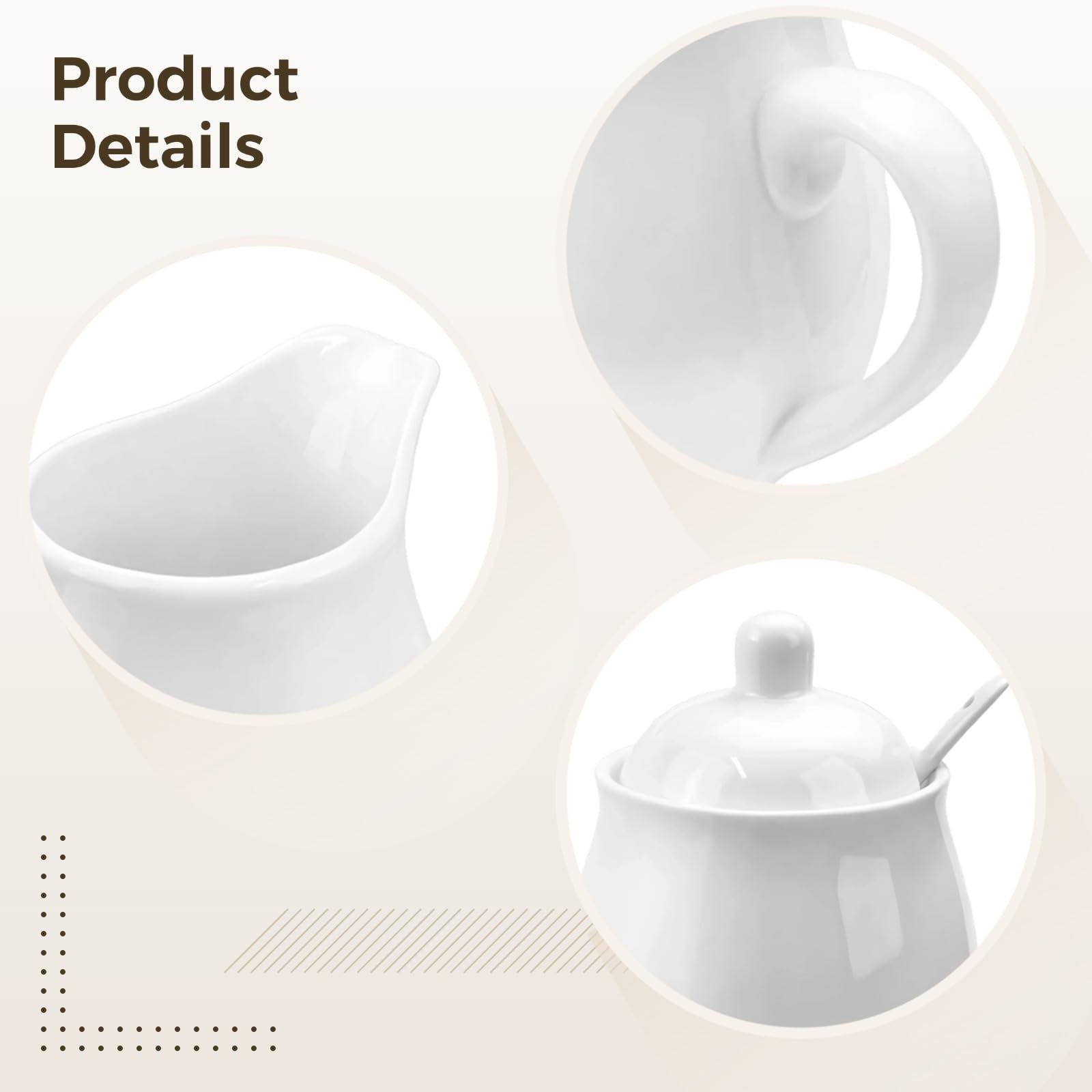 Generisch Porzellan-Zucker- und Sahnekännchen-Set, elegantes Keramik-Kaffee-Servierset mit Zuckerdose und Sahnekännchen, Milch- und Zuckerbehälter für Kaffee und Tee, für Zuhause und Restaurant
