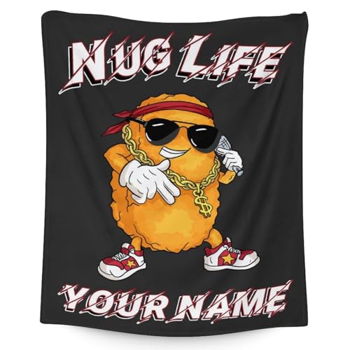 Mercuryelf Custom Chicken Nugget Blanket - Soft, Fuzzy & Warm - 60x80 Inches Flannel Throw Blankets for Bed, Couch - Black Funny Throws Gift for Men, Women