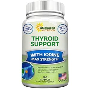 aSquared Nutrition Premium Thyroid Support Supplement with Iodine (180 Capsules) – Best Herbal & Vitamin Complex Pills w…