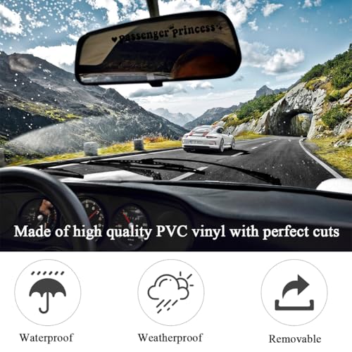 Image of Yourkar 2PCS Passenger Princess Sticker, Cute Stickers for Car Window Rearview Mirror, Girls Automotive Window Rearview Mirror Decoration Stickers, Universal Car Accessories (Black, Short)