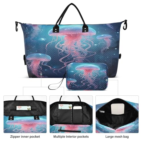 Kigai Sea Jellyfish Duffle Bag Versatile Travel Duffel for Men and Women, Carry On for Weekend or Overnight Stay2