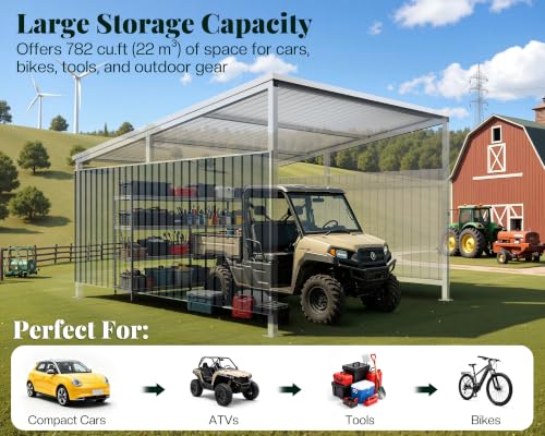 Image of Jocisland 11x10 FT Heavy Duty Sloped Roof Metal Carport with Side Panels
