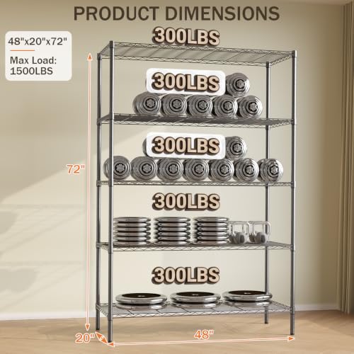 Image of GarveeTech Heavy Duty Garage Shelving Unit, 48 in L x 20 in D x 72 in H