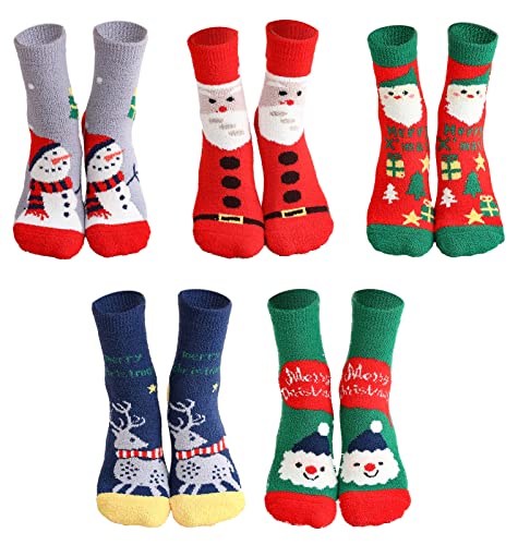 Gellwhu Adult Christmas Fuzzy Socks with Grips Plus Size Warm Winter Luxury Cozy Fluffy Holiday Socks Stocking Stuffers Gifts