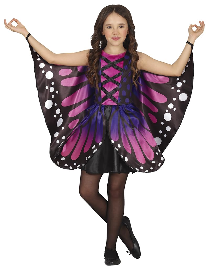 FIESTAS GUIRCA Purple Butterfly Girls Fancy Dress Costume - Pink Monarch Butterfly Kids Fancy Dress Costumes Girls with Wings 10-12 years