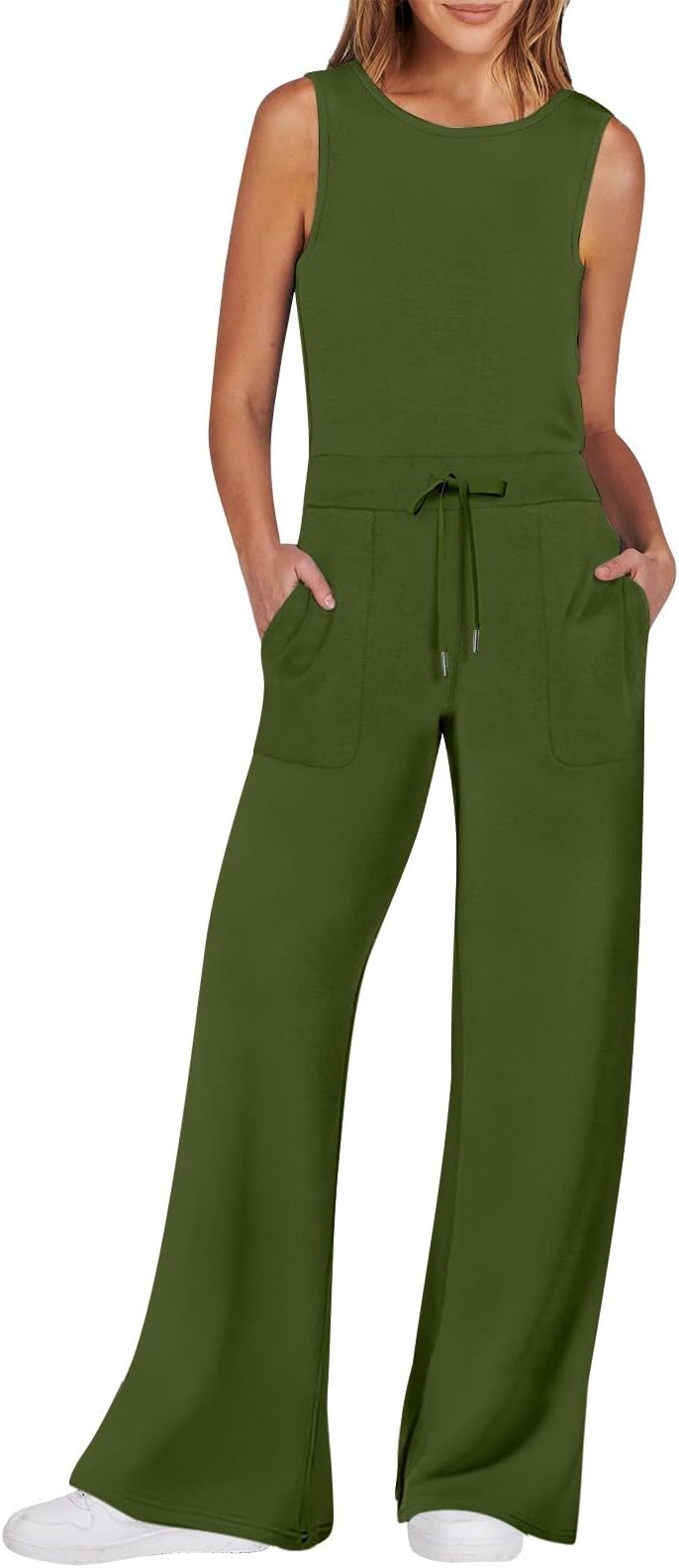 Womens Jumpsuits Dressy Casual 2024 Summer Outfits Sleeveless Wide Leg Rompers Overalls Jumper Fashion Clothes