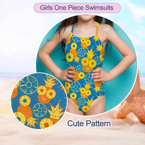 Image of Girls Swimsuit One Piece Bathing Suit with Adjustable Straps Quick Dry Beach Swimming Suits Swimwear 4-10 Years