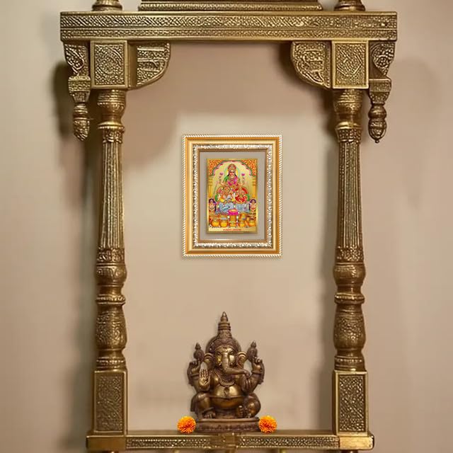 Image of DIVINITI Lakshmi Kuber 24K Gold Plated Foil Wall and Tabletop Photo Frame for Home Decor, Puja Room, Luxury Gifting | DG Frame 112 S2 (21.5x17.5 CM)
