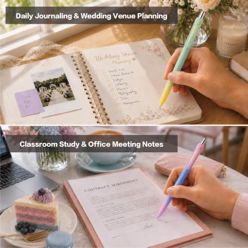 Image of WY WENYUAN Cute Pens, Pastel Ballpoint Pens Bulk, Fine Point Smooth Writing Pens, Colorful Pens, Black Ink 1.0 mm Journaling Pen, Office Supplies for Women & Men, Note Taking