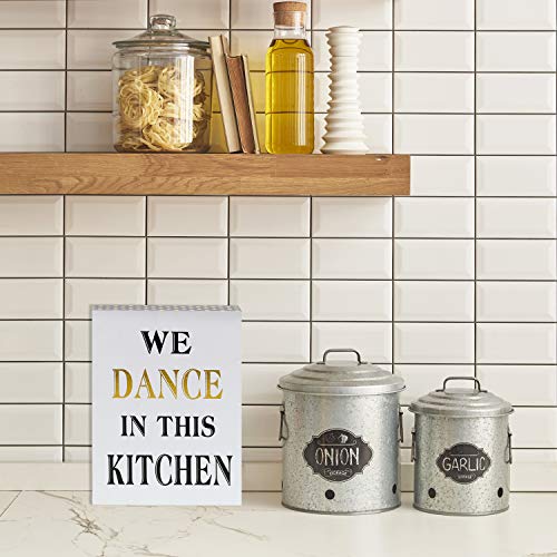 Barnyard Designs We Dance in This Kitchen Decor Box Sign Vintage Primitive Country Wall Art Sign with Sayings 8” x 6”
