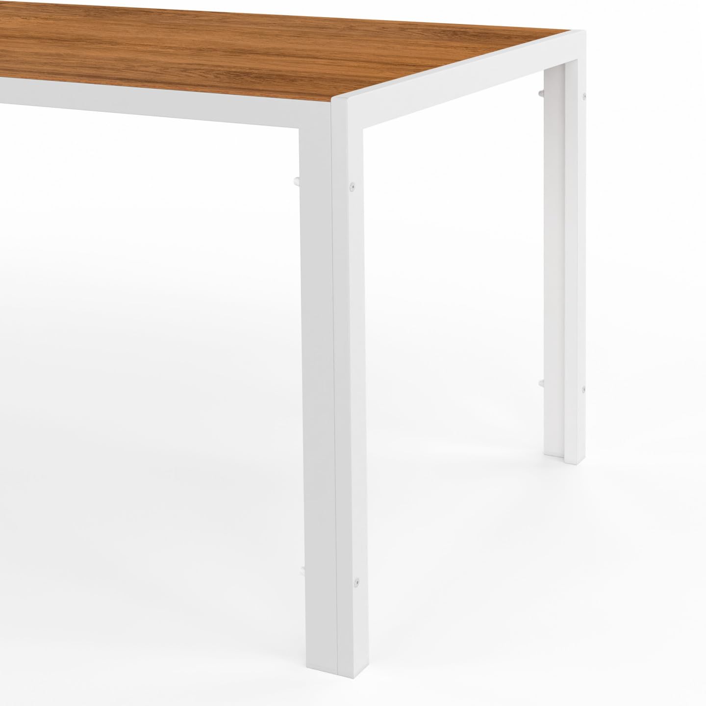 IDMarket - Salon de Jardin NOUMEA Table 190 cm Plateau Verre trempé Effet Bois et 8 chaises empilables Blanc et Bois