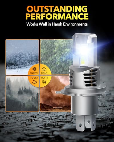 Image of OXILAM H4 9003 LED Bulbs, 40000LM 900% Brighter, 6500K Cool White, Built-In High-Speed Fan,Plug-and-Play HB2 Halogen Replacement, Pack of 2