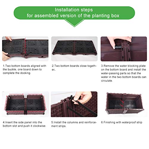 BAOYOUNI Rectangular Raised Garden Bed Kit Indoor Outdoor Plastic Planter Grow Box for Fresh Vegetables, Herbs, Flowers & Succulents, Brown, 61.41'' x 15.35'' x 8.66'' - Image 7