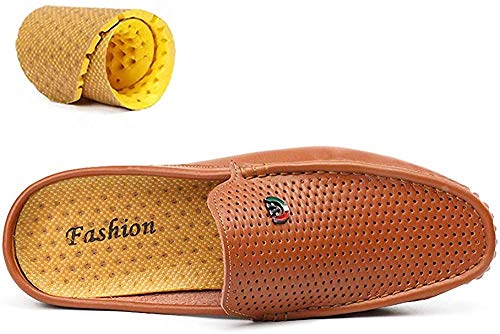 Image of Men's Classic Leather Slippers Office Casual House Slip On Backless Loafers