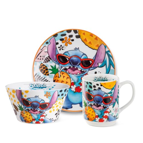 Egan Set Dessertteller + Tasse + Bowl Stitch weiß