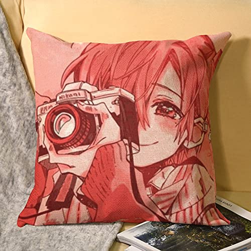 MENGYANG 59 Anime Mitsuba Sousuke Anime Pillow Cover Soft Pillowcase Home Decorative for Bed Bedroom Living Room Throw Pillow case Canvas Sofa Cushion Cover 18 x 18 Inch, White