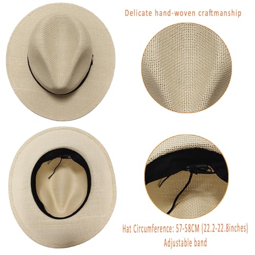 Sombrero de paja estilo fedora unisex para verano miniatura 6