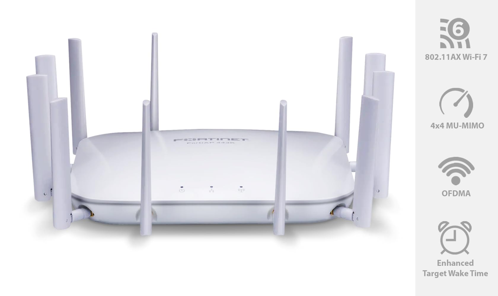 Fortinet FortiAP 443K | 4x4 Wi-Fi 7 Outdoor Wireless Access Point - Tri-Band, External Antennas, 2X 10G Ethernet Ports (FAP-443K-A)