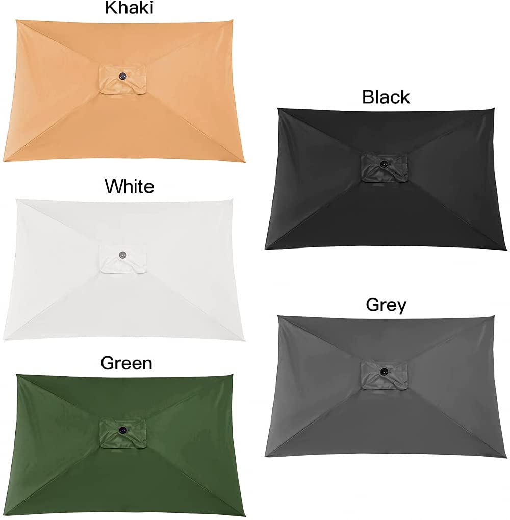 Zewnętrzny parasol na patio, zamienny, 3 x 2 m, 6 ramion parasol ogrodowy, prostokątny parasol na patio, zamiennik zadaszenia na patio, plażę, balkon, basen, szary