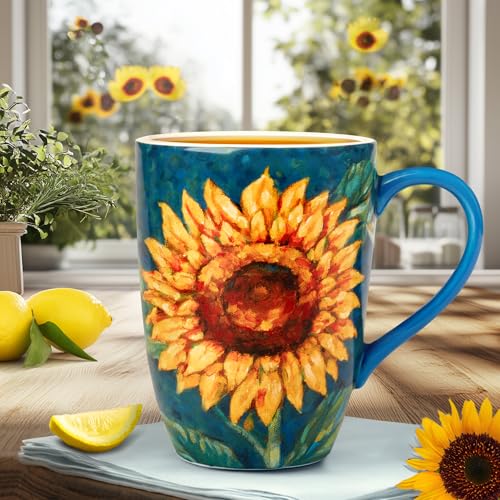 Certified International Golden Sunflowers 20 oz. Mugs,Set of 4