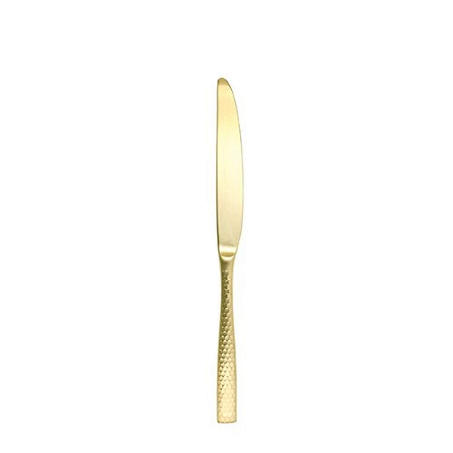 Fortessa Lucca Faceted 18/10 Stainless Steel Flatware, Solid Handle Table Knife, 9.9", Set of 12, Brushed Gold