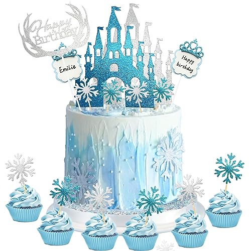 Flocon de Neige Anniversaire - Decoration Gateau Fille et Mariage - Happy Birthday