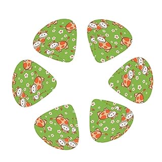 Lot de 12 médiators pour guitare basse électrique et acoustique Motif vache - Les Beatles, Paul McCartney, John Lennon, RIngo Starr, George Harrison Lot de 12 médiators pour guitare basse électrique et acoustique Motif vache – Image 2