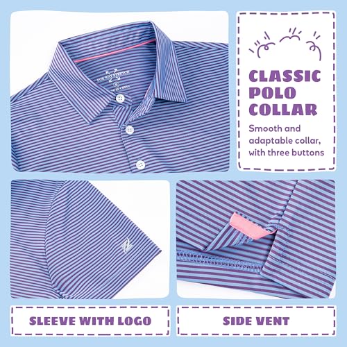 Image of Boys Polo Shirts Short Sleeve Striped Performance Moisture Wicking Dry Fit Golf Shirts for Boys Youth Kids