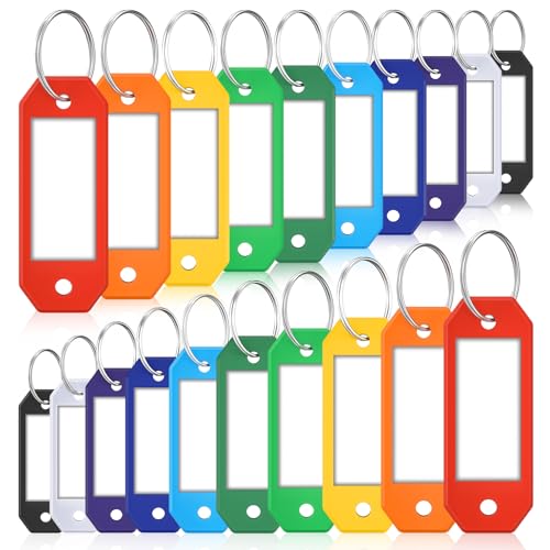 ttstar 20 Pack Hexagon Key Label Tags – Colorful Plastic Key Tags with Rings, Writable Inserts, Ideal Keychain ID Labels for Keys, Bags, USBs, Pets, and Item Identification