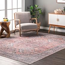 nuLOOM Maple Machine Washable Floral Medallion Area Rug, 5x8, Rust