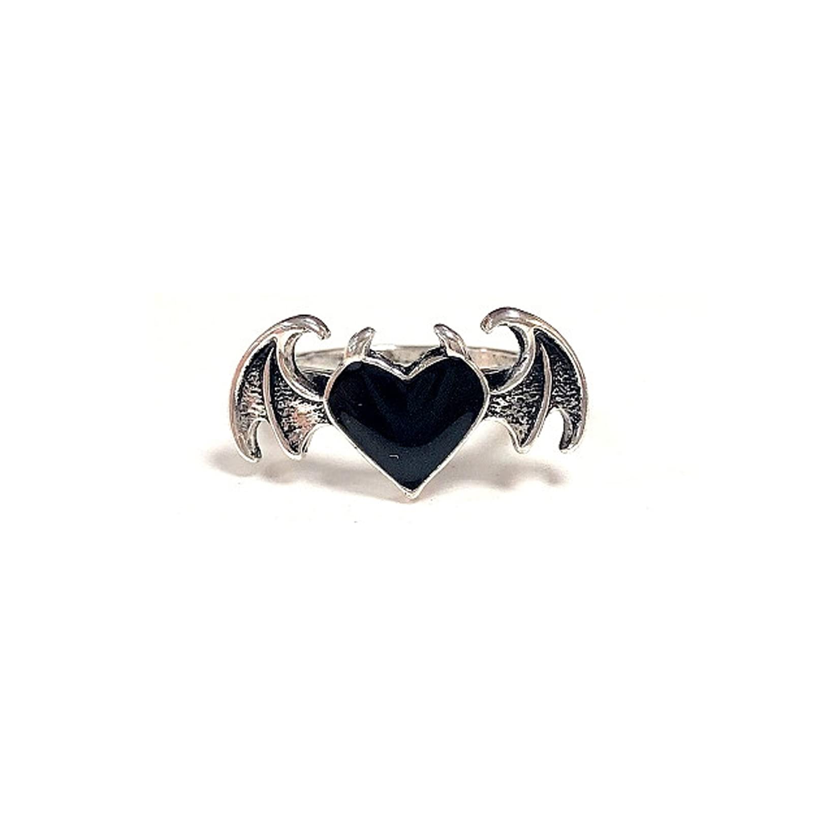 CaiyaoCaiyao Halloween Gothic Vampire Bat Heart Wing Finger Ring Vintage Love Demon Peach Punk Knuckle Joint Promise Pinky Band Ring for Women Girls Cool Jewelry
