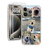 Cliffora Persönliche Handyhülle, 4 Fotos, transparent, TPU, weich, personalisierbar, Bild-Foto-Hülle mit 2 Bildschirmschutzfolien für iPhone 17, 16, 15, 14, 13, 12, 11, Pro Max, XS Plus, SE, Geschenk