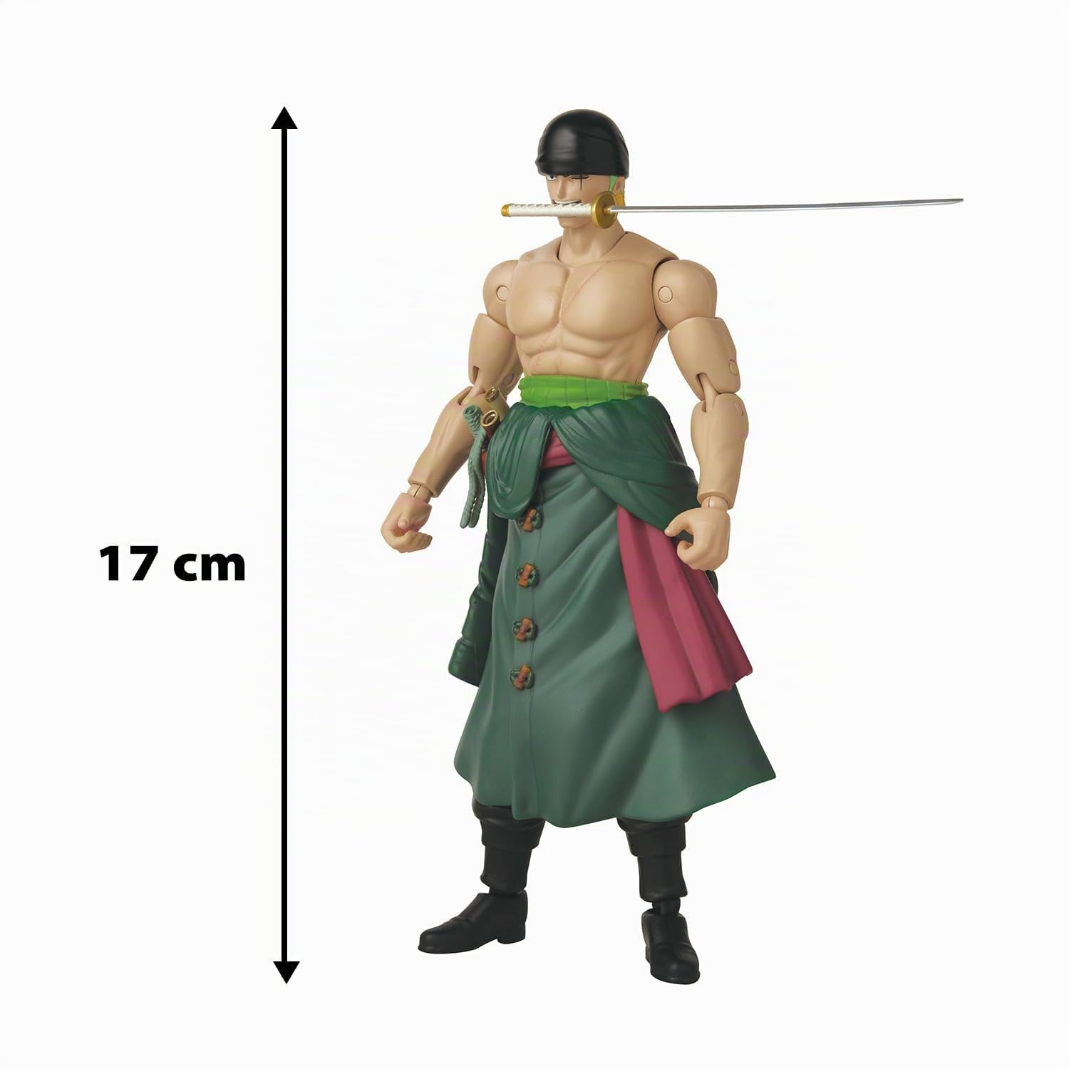 Bandai - Anime Heroes - Action Figure One Piece - Roronoa Zoro 17 cm Three Sword Style - Licencia Oficial One Piece - Figura de acción articulada Zoro 3 Espadas - Juguete para niños a partir de 4 años