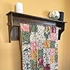 Wall mounted quilt rack solid pine wood quilt hanger with shelf for display rustic farmhouse style quilt holder for bedroom and living room decor  urban country home decor