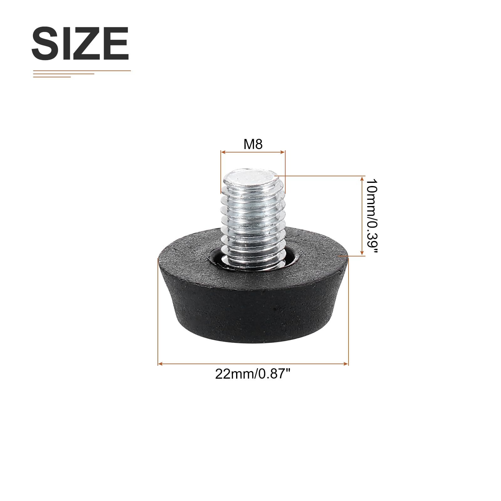 DTGN M8x10x22mm(DxLxOD) Screw on Furniture Glide Leveling Feet, 20Pack, Good for Furniture - Image 2